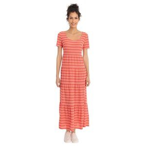 NWT London Times Maxi Dress Stretchy Women Large Orange Scoop Neck $139